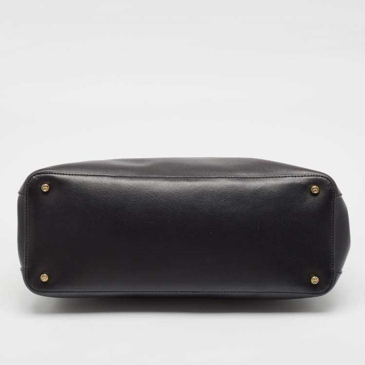 Pre Owned Tory Burch Black Saffiano Leather Large Double Zip Robinson Tote