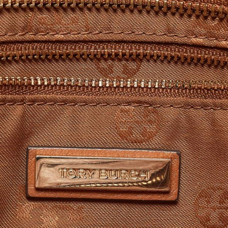 Pre Owned Tory Burch Brown Soft Leather Side Zip Tote