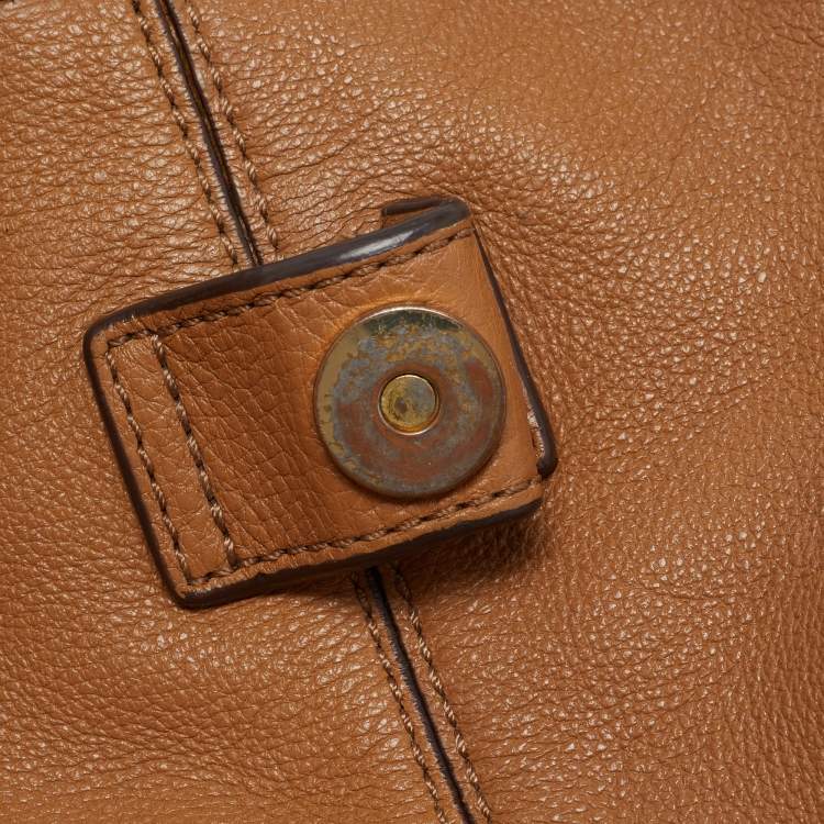 Pre Owned Tory Burch Brown Leather Drawstring Flap Backpack