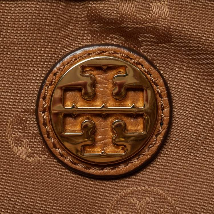 Pre Owned Tory Burch Brown Leather Drawstring Flap Backpack