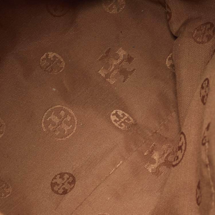 Pre Owned Tory Burch Brown Leather Drawstring Flap Backpack