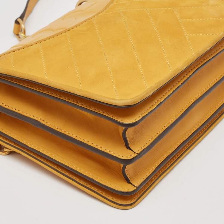 Pre Owned Tory Burch Mustard Leather Alexa Crossbody Bag