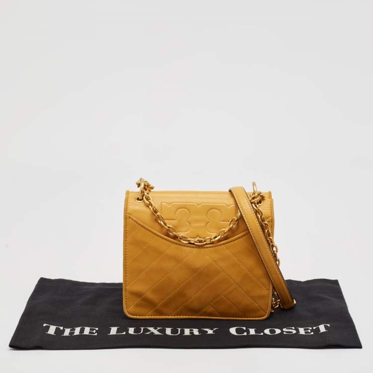 Pre Owned Tory Burch Mustard Leather Alexa Crossbody Bag