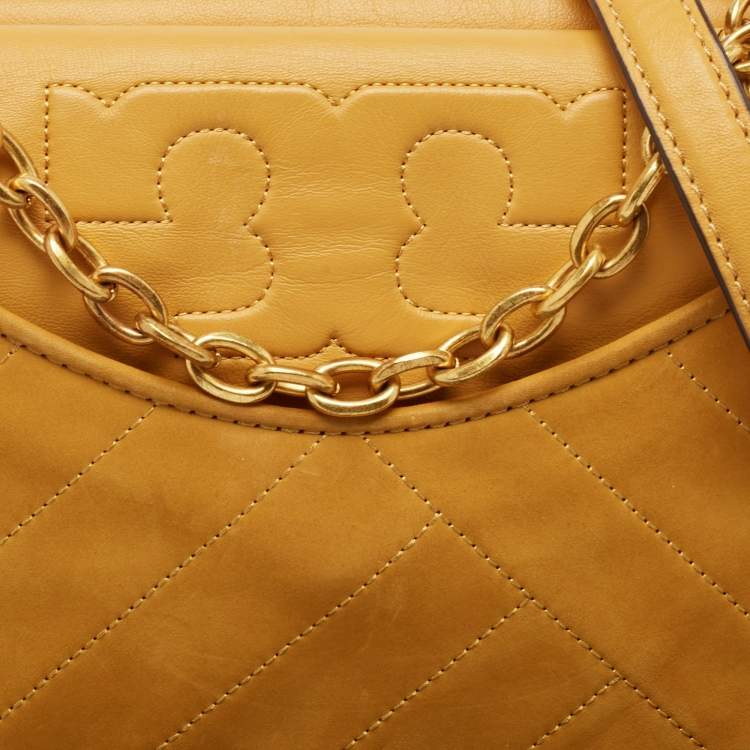 Pre Owned Tory Burch Mustard Leather Alexa Crossbody Bag