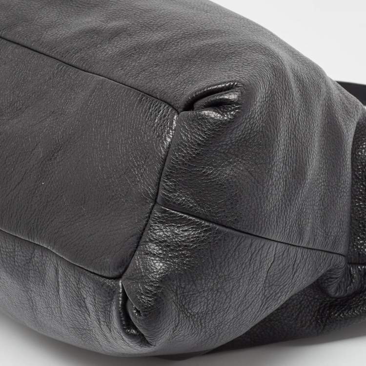 Pre Owned Tory Burch Black Leather Whipstitch Marion Tote