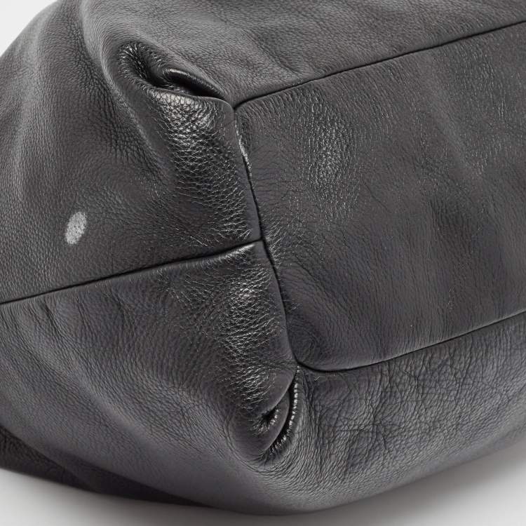 Pre Owned Tory Burch Black Leather Whipstitch Marion Tote