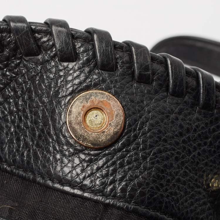 Pre Owned Tory Burch Black Leather Whipstitch Marion Tote