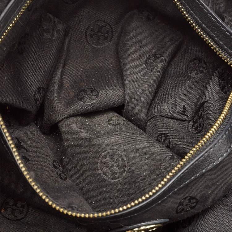 Pre Owned Tory Burch Black Leather Whipstitch Marion Tote