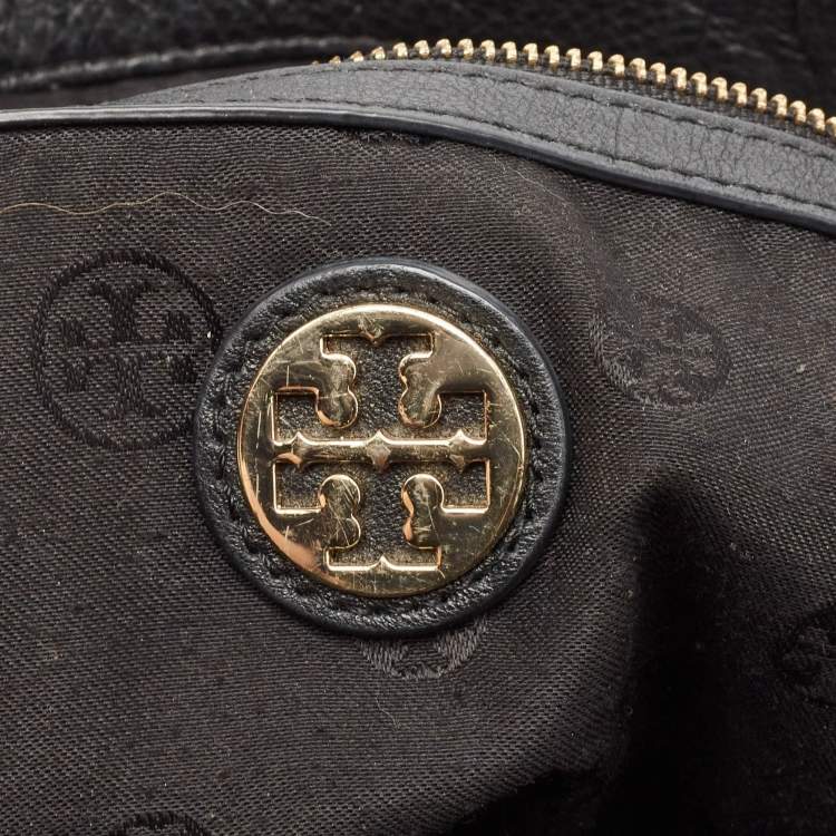 Pre Owned Tory Burch Black Leather Whipstitch Marion Tote