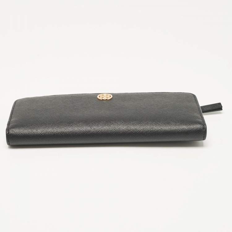 Pre Owned Tory Burch Black Leather Robinson Bifold Long Wallet
