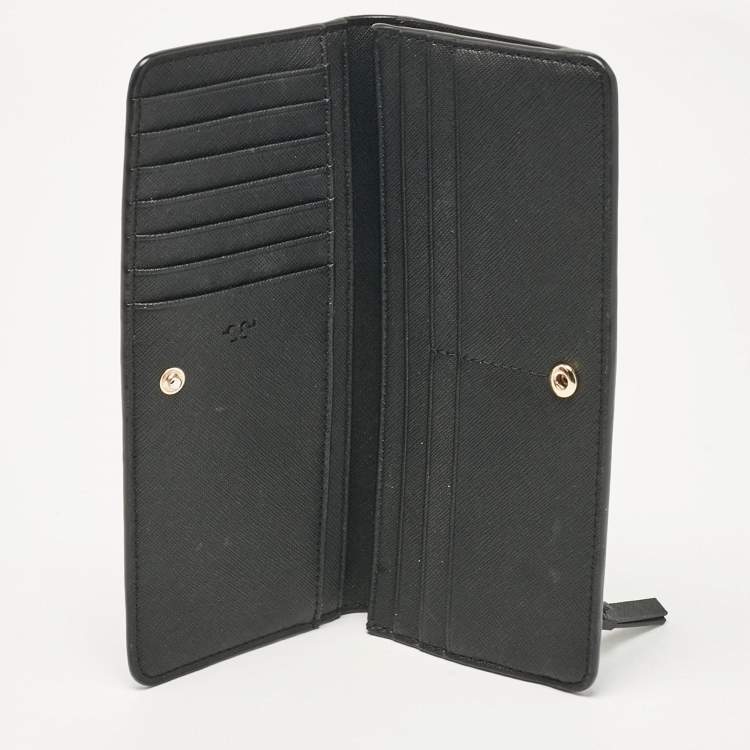 Pre Owned Tory Burch Black Leather Robinson Bifold Long Wallet