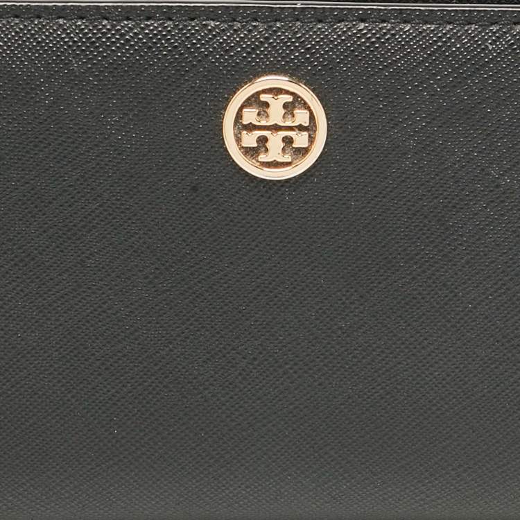 Pre Owned Tory Burch Black Leather Robinson Bifold Long Wallet