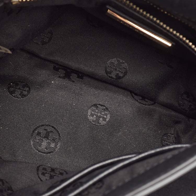 Pre Owned Tory Burch Black Leather Medium Fleming Shoulder Bag