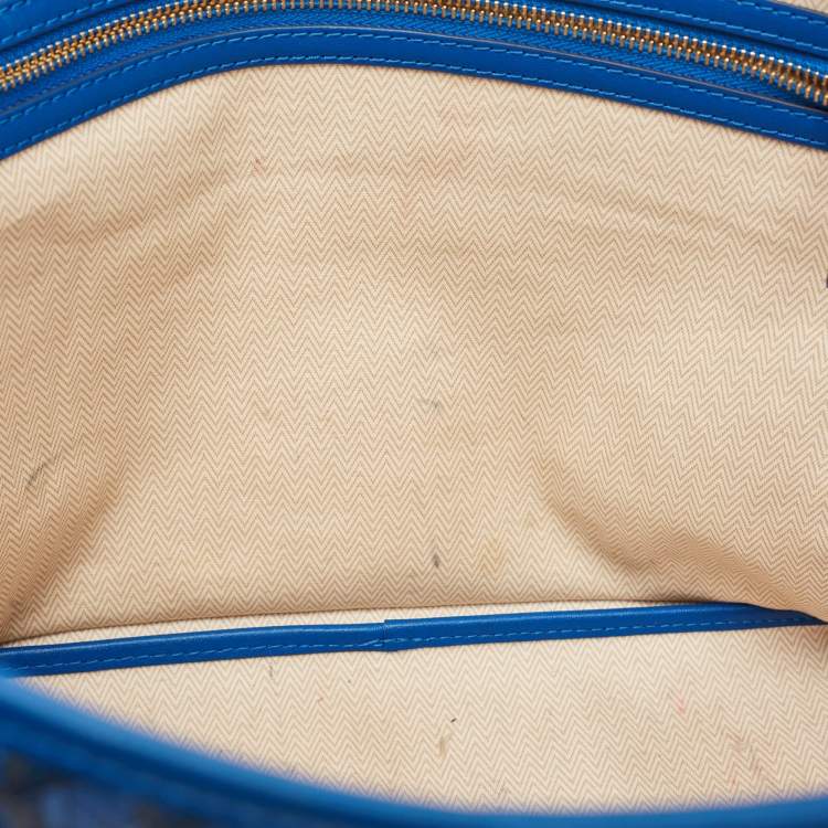 Pre Owned Tory Burch Blue Printed Coated Canvas Small Ever-Ready Zip Tote