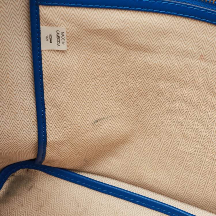 Pre Owned Tory Burch Blue Printed Coated Canvas Small Ever-Ready Zip Tote