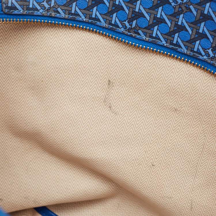 Pre Owned Tory Burch Blue Printed Coated Canvas Small Ever-Ready Zip Tote