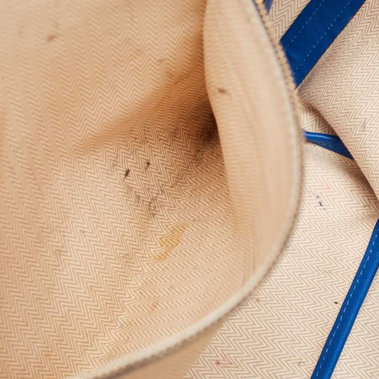 Pre Owned Tory Burch Blue Printed Coated Canvas Small Ever-Ready Zip Tote