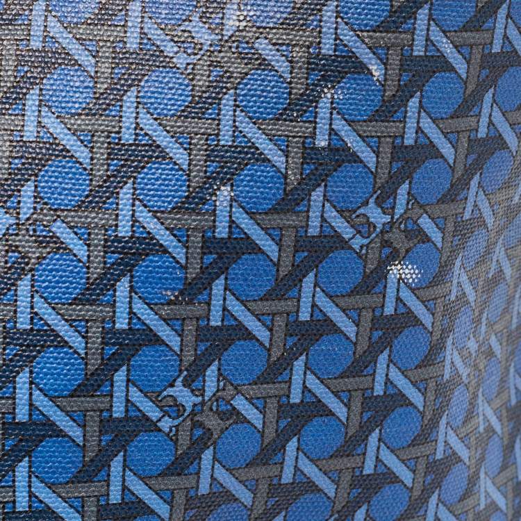 Pre Owned Tory Burch Blue Printed Coated Canvas Small Ever-Ready Zip Tote