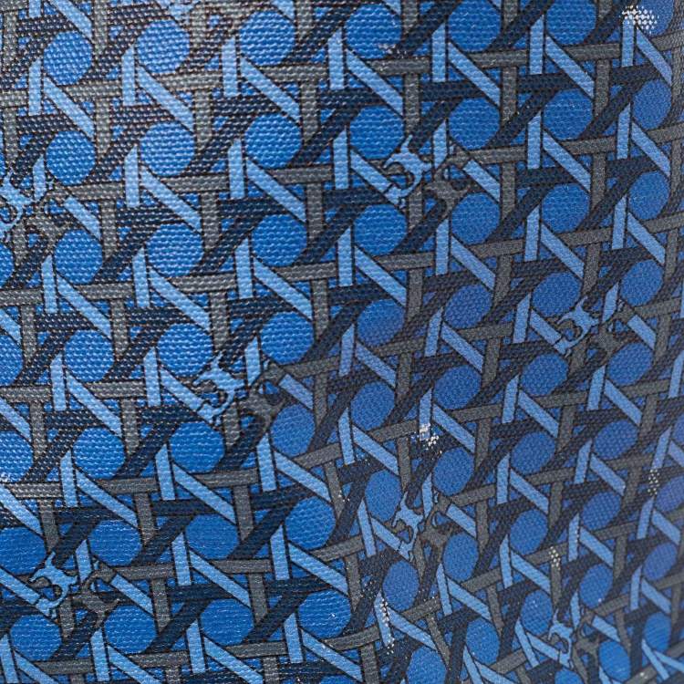 Pre Owned Tory Burch Blue Printed Coated Canvas Small Ever-Ready Zip Tote
