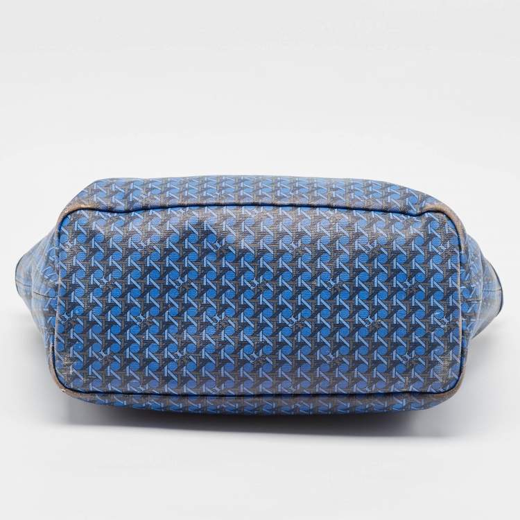 Pre Owned Tory Burch Blue Printed Coated Canvas Small Ever-Ready Zip Tote