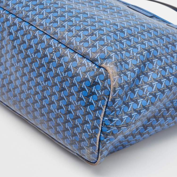 Pre Owned Tory Burch Blue Printed Coated Canvas Small Ever-Ready Zip Tote