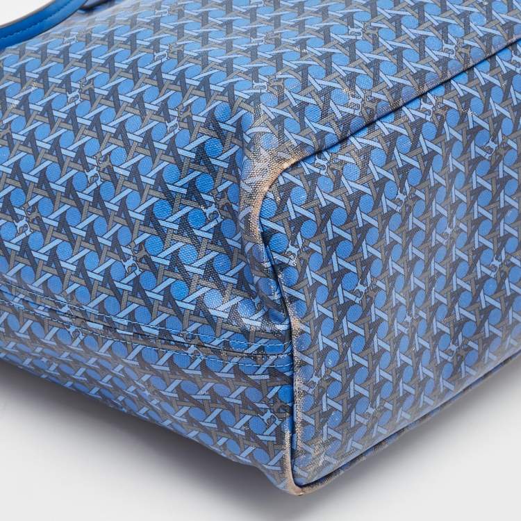 Pre Owned Tory Burch Blue Printed Coated Canvas Small Ever-Ready Zip Tote