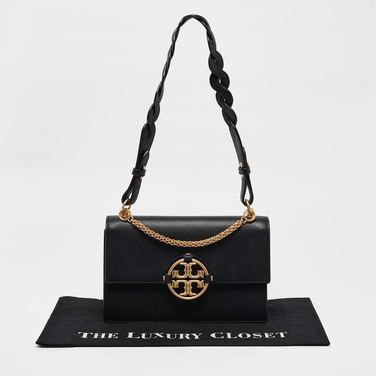 Pre Owned Tory Burch Black Leather and Suede Miller Shoulder Bag