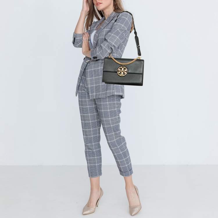 Pre Owned Tory Burch Black Leather and Suede Miller Shoulder Bag