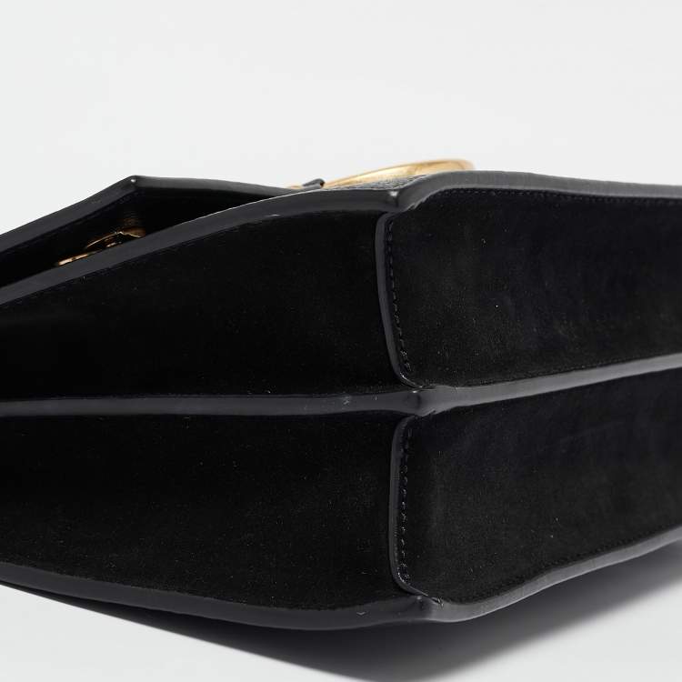 Pre Owned Tory Burch Black Leather and Suede Miller Shoulder Bag