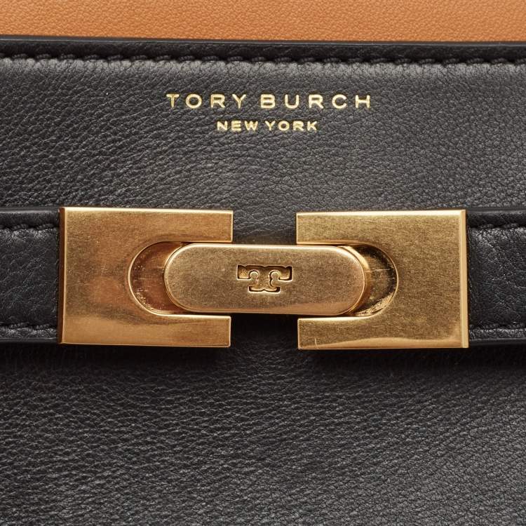 Pre Owned Tory Burch Black Leather Lee Radziwill Shoulder Bag