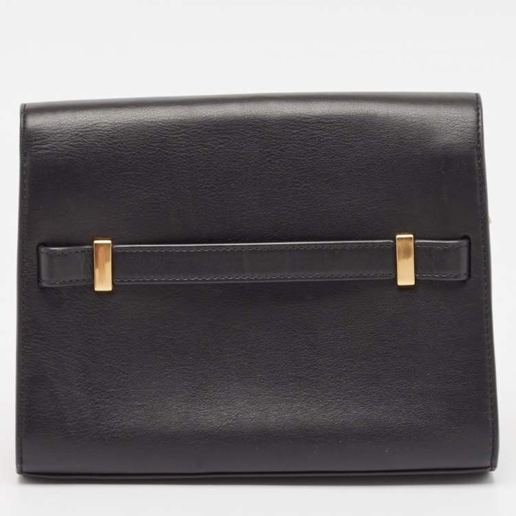 Pre Owned Tory Burch Black Leather Lee Radziwill Shoulder Bag