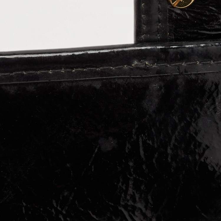Pre Owned Tory Burch Black Crinkled Patent Leather Matthias Clutch