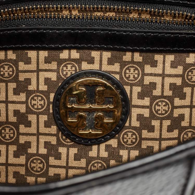 Pre Owned Tory Burch Black Crinkled Patent Leather Matthias Clutch