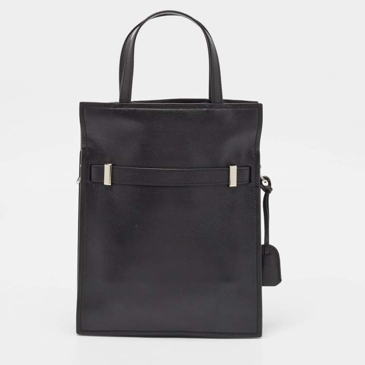 Pre Owned Tory Burch Black Leather Small Lee Radziwill Shopper Tote