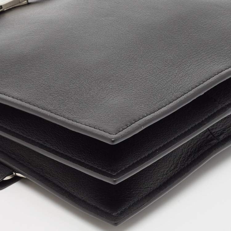 Pre Owned Tory Burch Black Leather Small Lee Radziwill Shopper Tote