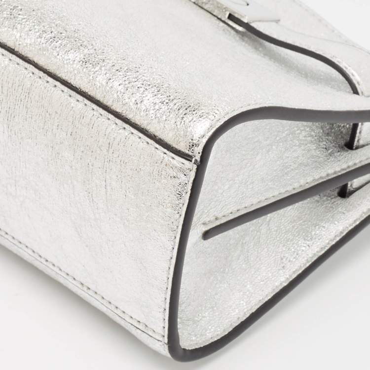 Pre Owned Tory Burch Multicolor Patent Leather and Suede Petite Lee Radziwill Double Tote