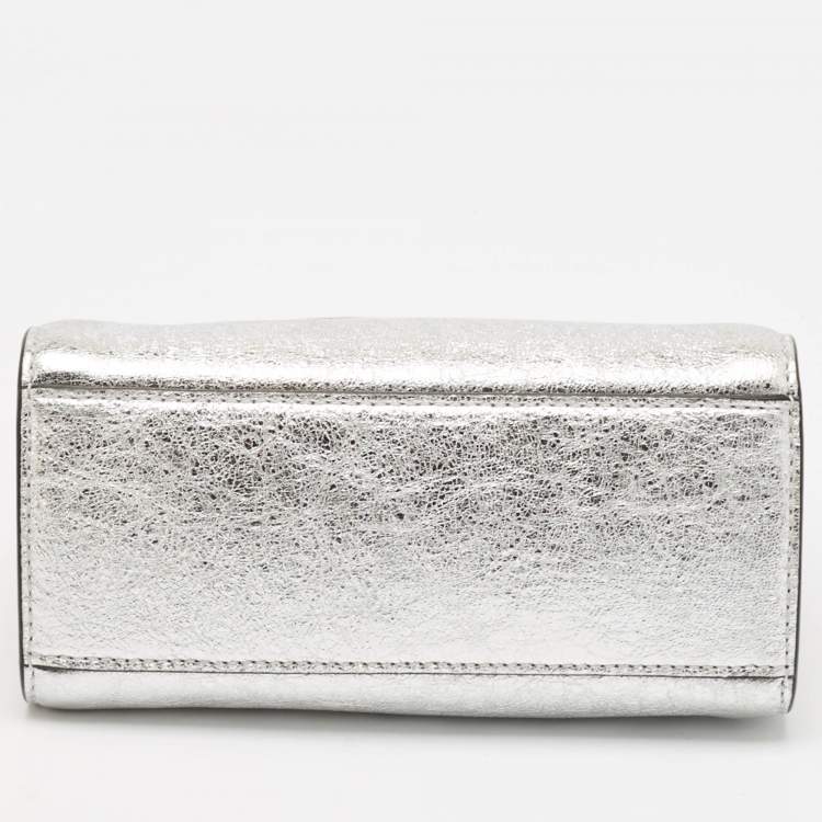 Pre Owned Tory Burch Multicolor Patent Leather and Suede Petite Lee Radziwill Double Tote