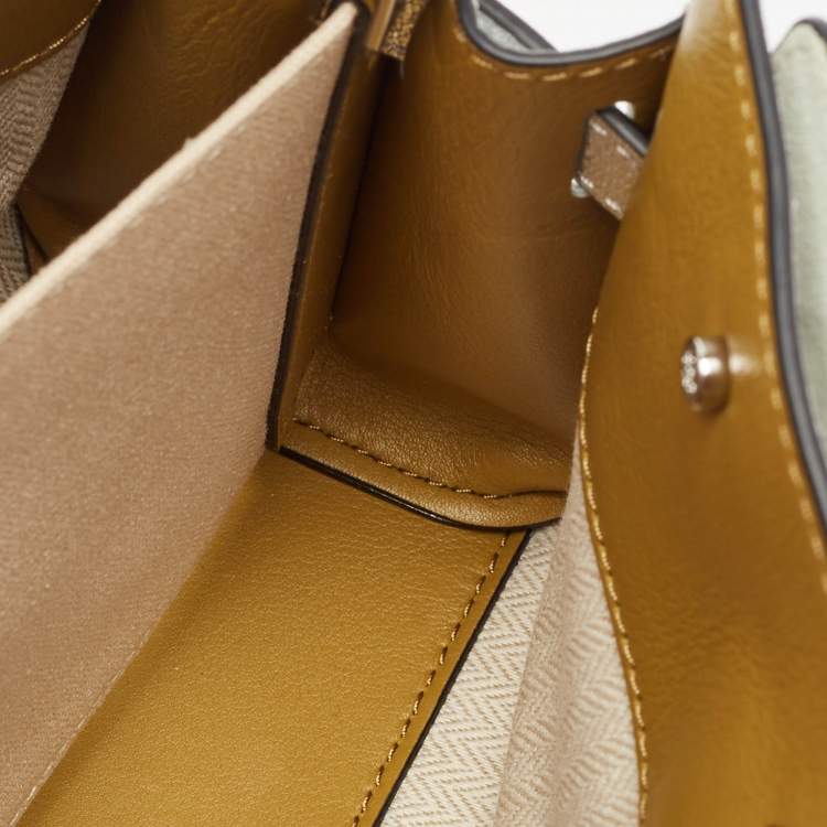 Pre Owned Tory Burch Multicolor Patent Leather and Suede Petite Lee Radziwill Double Tote