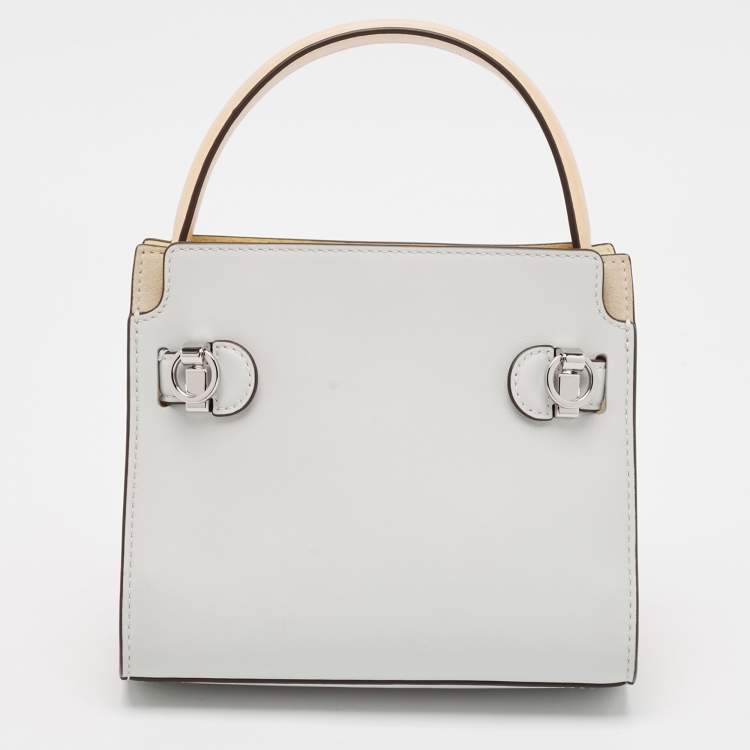 Pre Owned Tory Burch Multicolor Leather and Suede Petite Lee Radziwill Double Tote
