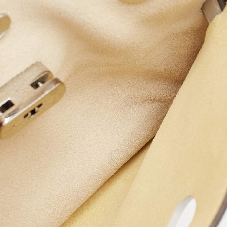 Pre Owned Tory Burch Multicolor Leather and Suede Petite Lee Radziwill Double Tote