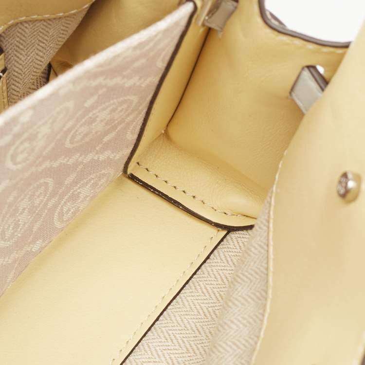 Pre Owned Tory Burch Multicolor Leather and Suede Petite Lee Radziwill Double Tote