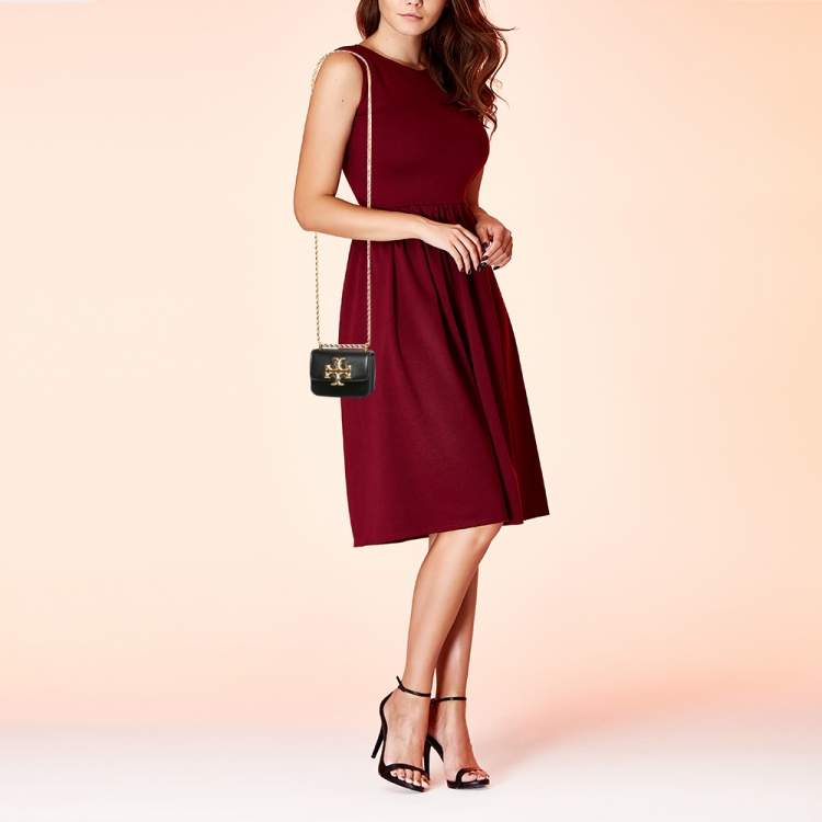 Pre Owned Tory Burch Black Leather Mini Eleanor Crossbody Bag