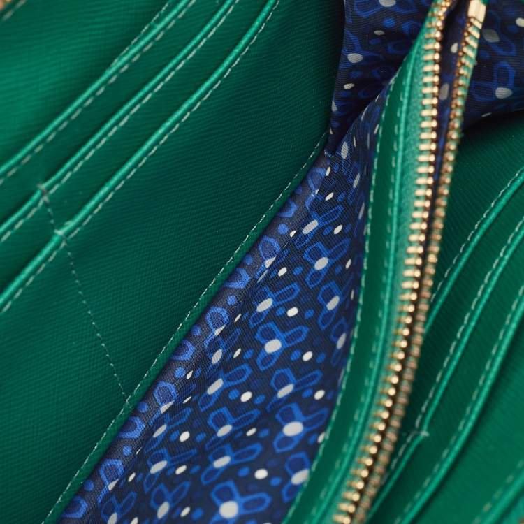 Pre Owned محفظة توري برش روبنسون جلد أخضر سحاب ملتف