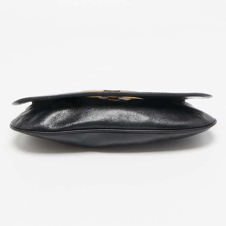 Pre Owned Tory Burch Black Leather Britten Crossbody Bag