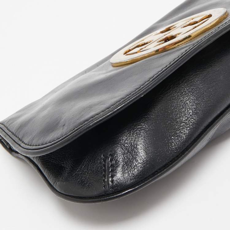 Pre Owned Tory Burch Black Leather Britten Crossbody Bag