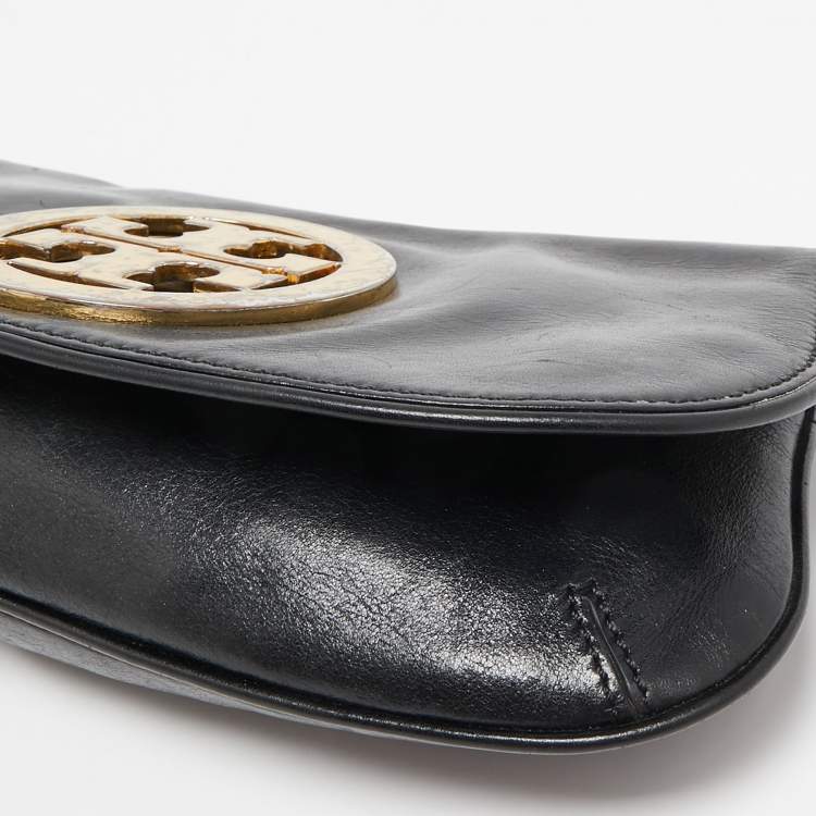 Pre Owned Tory Burch Black Leather Britten Crossbody Bag