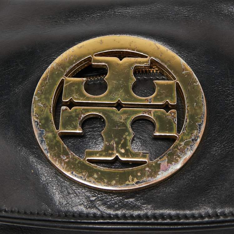 Pre Owned Tory Burch Black Leather Britten Crossbody Bag
