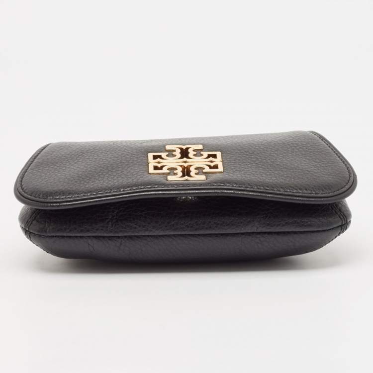 Pre Owned Tory Burch Black Leather Mini Britten Crossbody Bag