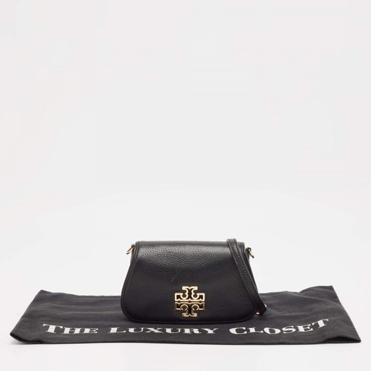 Pre Owned Tory Burch Black Leather Mini Britten Crossbody Bag