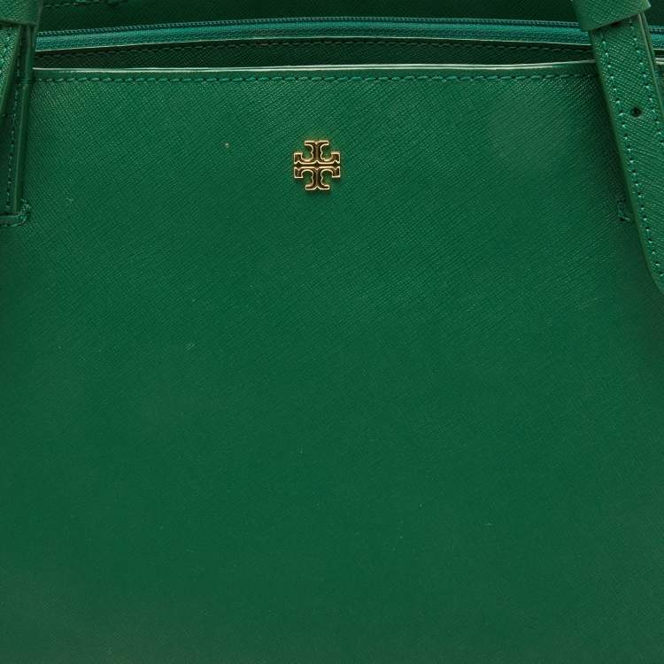 Pre Owned Tory Burch Green Leather Medium York Buckle Tote